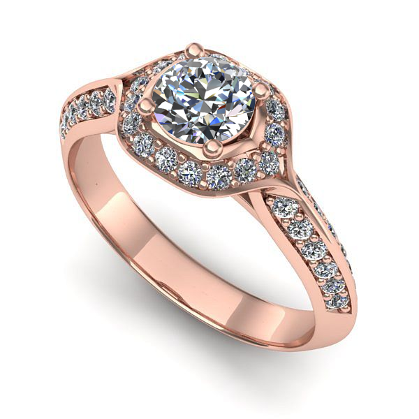 Inel din aur roz cu diamant