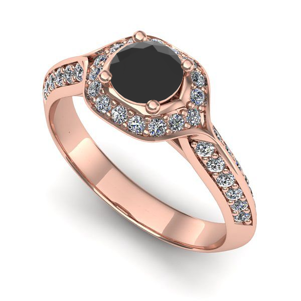Inel din aur roz cu diamant negru
