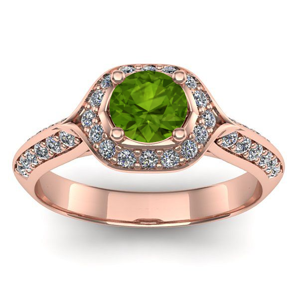 Inel de logodna cu peridot rotund