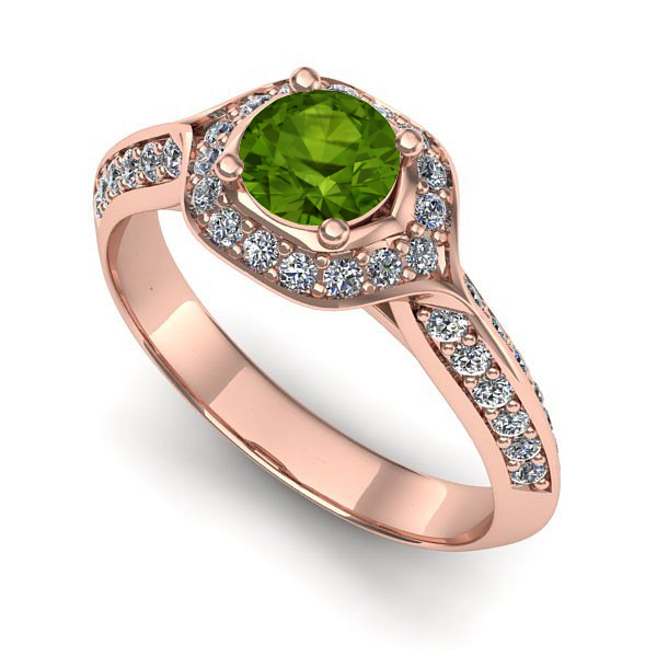 Inel din aur roz cu peridot