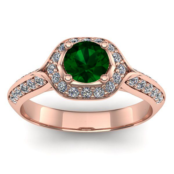 Inel logodna cu smarald rotund