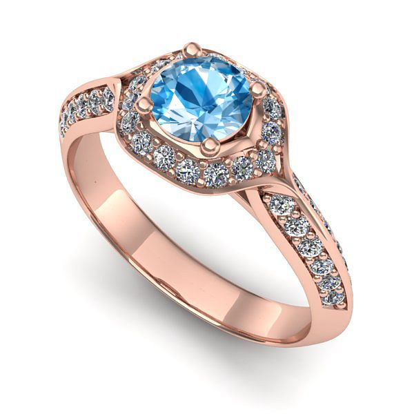 Inel din aur roz cu topaz blue
