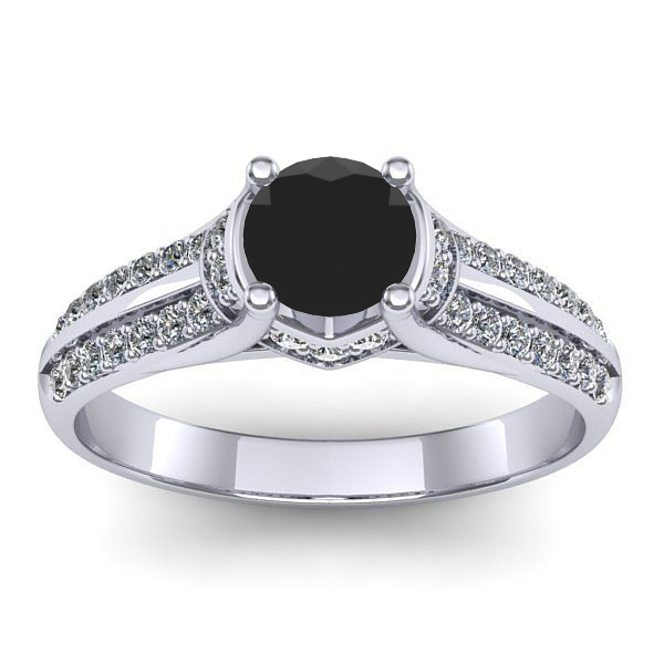 Inel cu diamant negru rotund