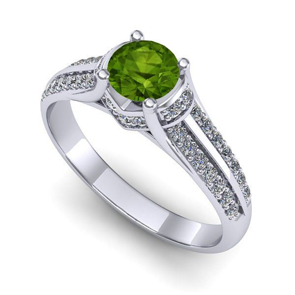 Inel din aur alb cu peridot