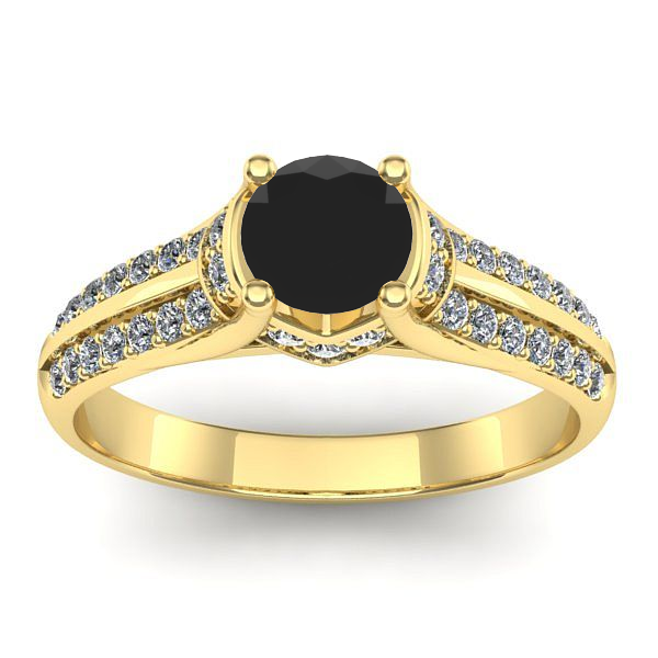 Inel cu diamant negru rotund