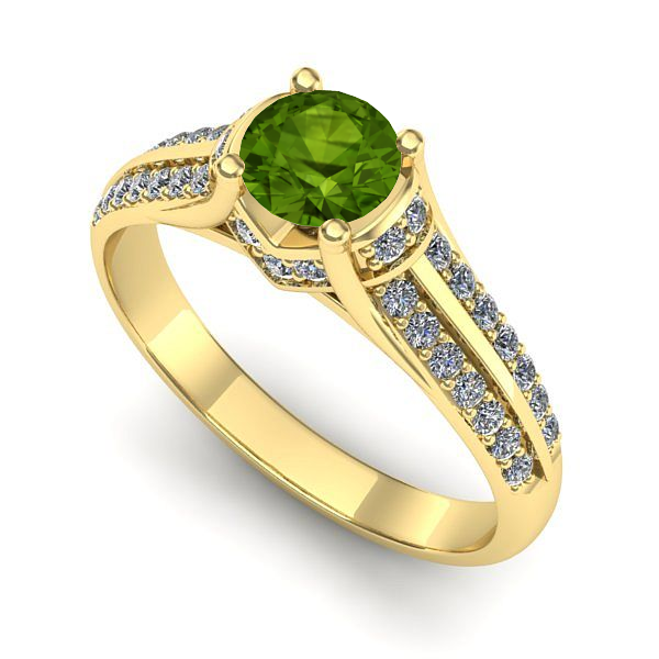 Inel logodna din aur galben cu peridot
