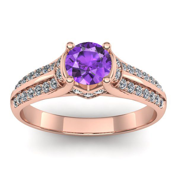 Inel logodna cu ametist rotund