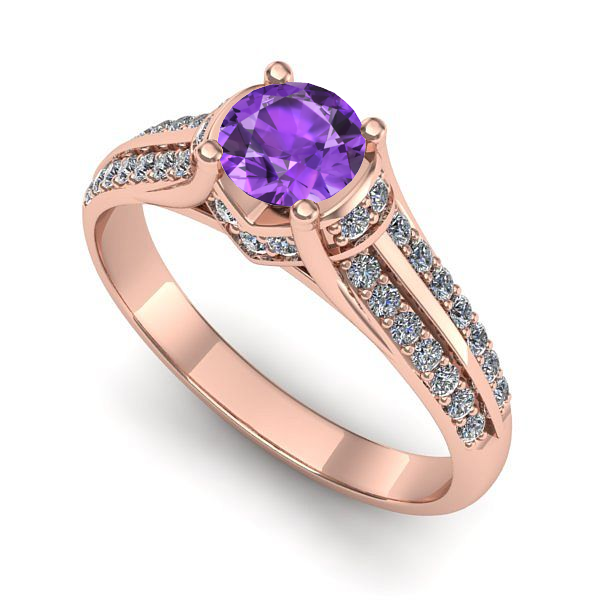 Inel din aur roz cu ametist