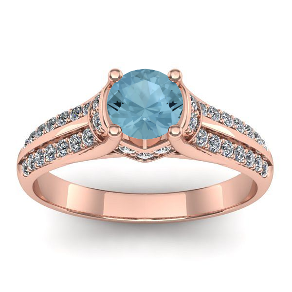 Inel logodna cu aquamarin rotund