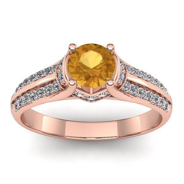 Inel logodna cu citrin rotund