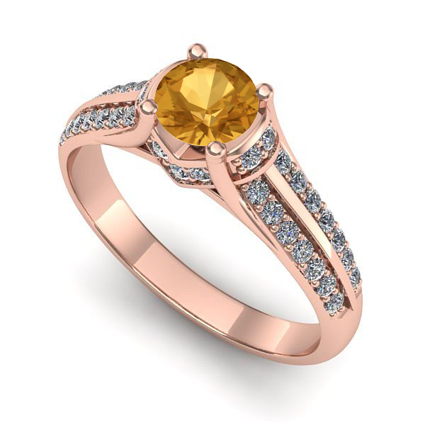 Inel de logodna din aur roz cu citrin
