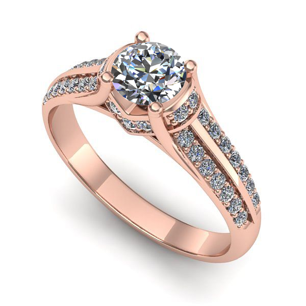 Inel din aur roz cu diamant