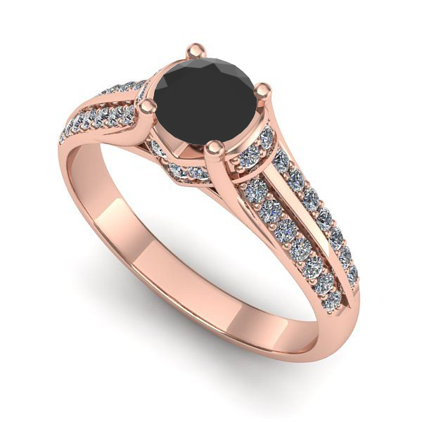 Inel logodna din aur roz cu diamant negru