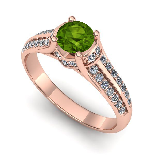 Inel de logodna din aur roz cu peridot