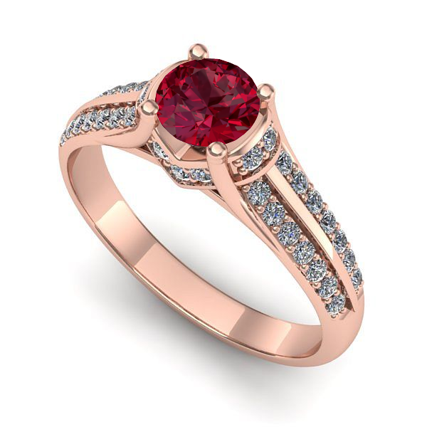 Inel logodna din aur roz cu rubin