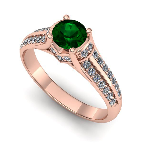 Inel din aur roz cu smarald