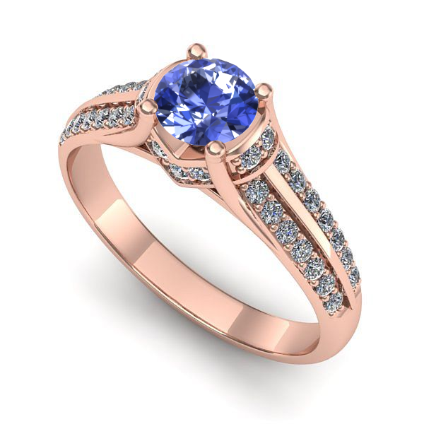 Inel de logodna din aur roz cu tanzanit