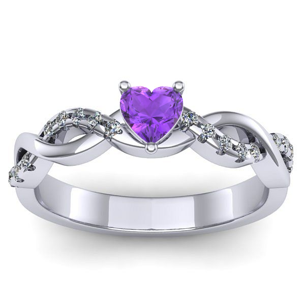 Inel cu ametist inima