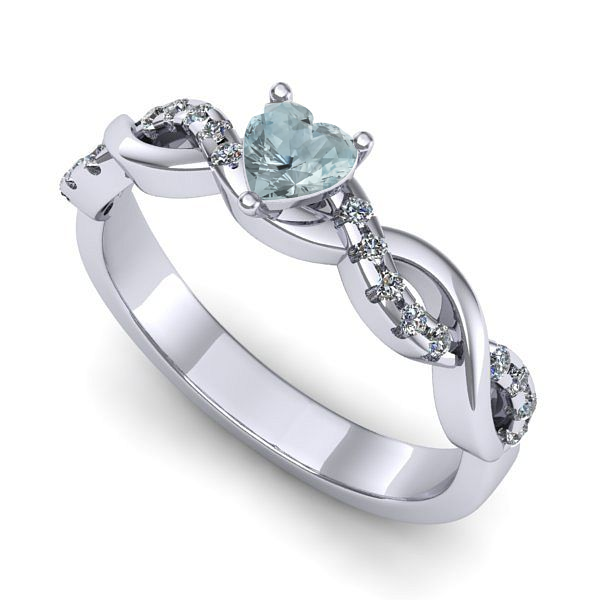 Inel din aur alb cu aquamarin