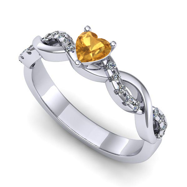 Inel de logodna din aur alb cu citrin