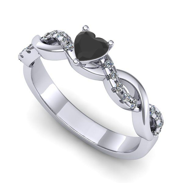 Inel logodna din aur alb cu diamant negru