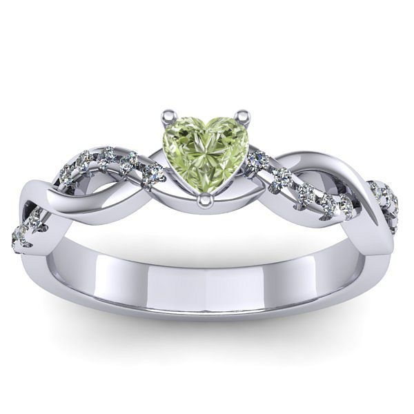Inel logodna cu diamant de laborator verde inima