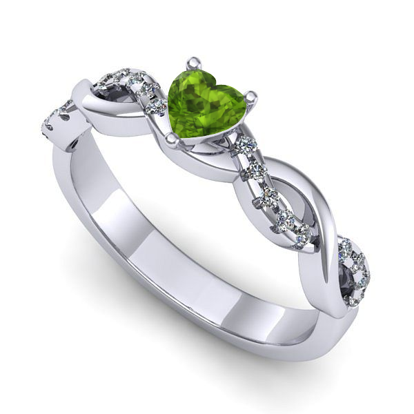 Inel de logodna din aur alb cu peridot