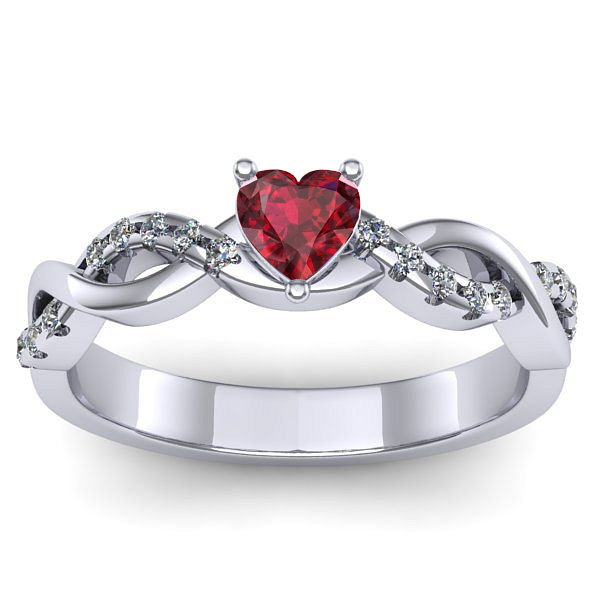 Inel de logodna cu rubin inima