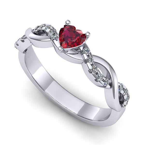 Inel din aur alb cu rubin