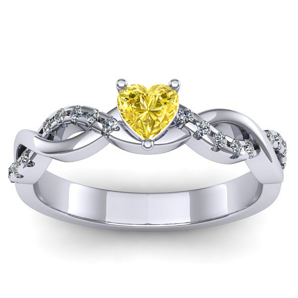 Inel logodna cu safir galben inima