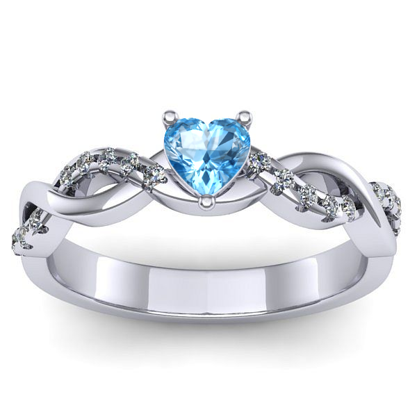 Inel cu topaz blue inima