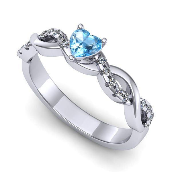 Inel din aur alb cu topaz blue