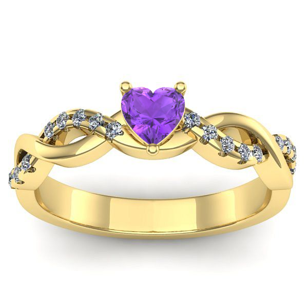 Inel logodna cu ametist inima