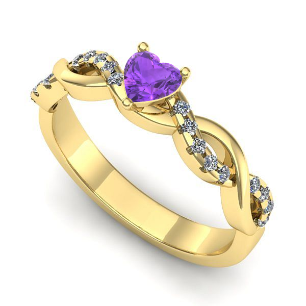 Inel din aur galben cu ametist