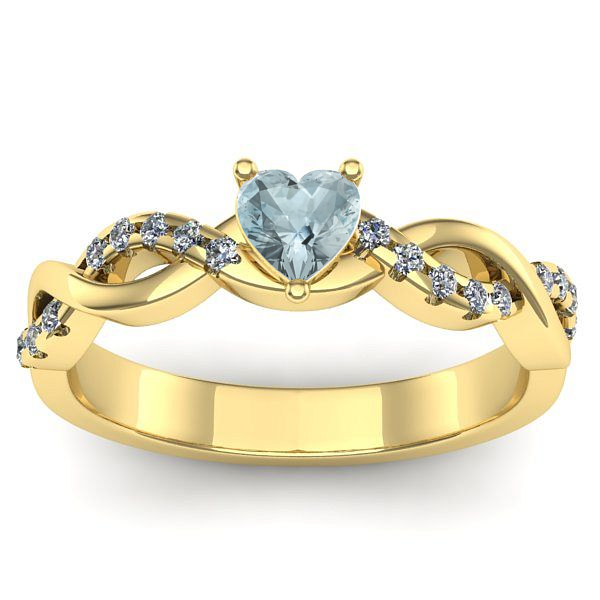 Inel logodna cu aquamarin inima