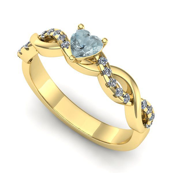 Inel din aur galben cu aquamarin