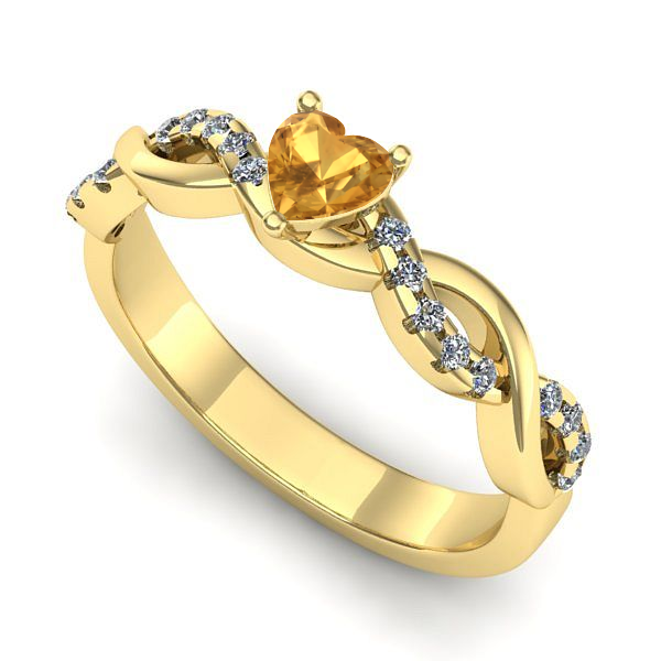 Inel de logodna din aur galben cu citrin