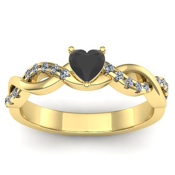 Inel de logodna cu diamant negru inima