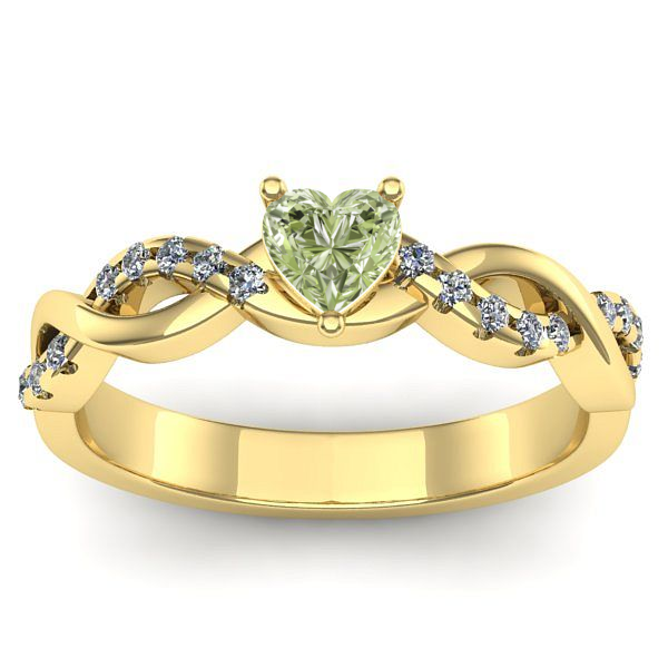Inel logodna cu diamant de laborator verde inima