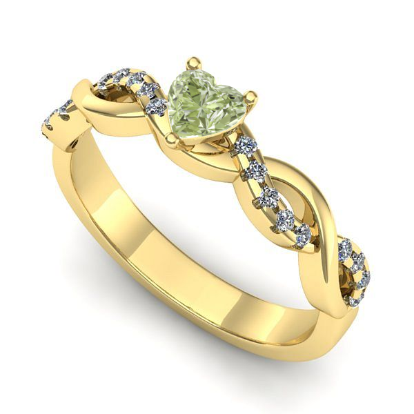 Inel din aur galben cu diamant de laborator verde