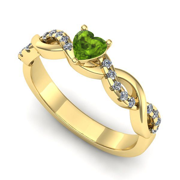 Inel din aur galben cu peridot