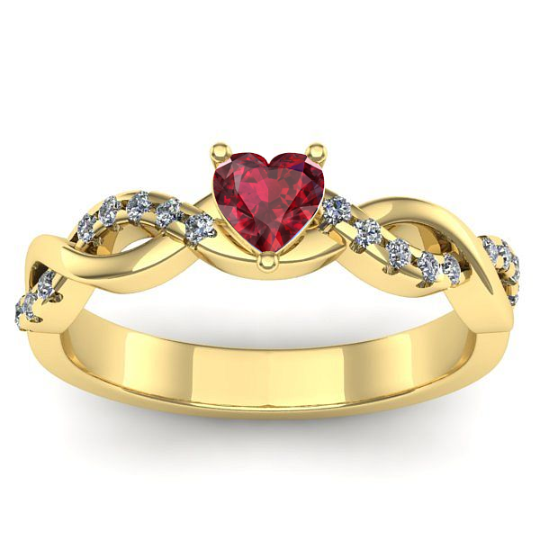 Inel cu rubin inima