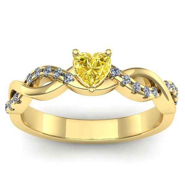 Inel logodna cu safir galben inima