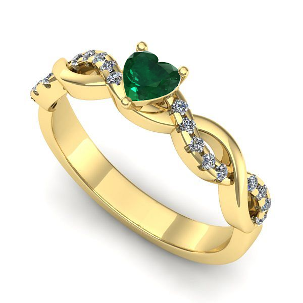 Inel din aur galben cu smarald