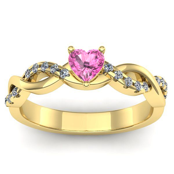 Inel de logodna cu safir roz inima