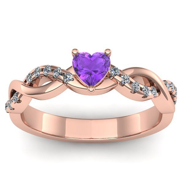 Inel cu ametist inima