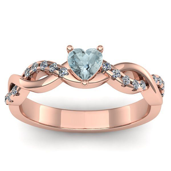 Inel de logodna cu aquamarin inima