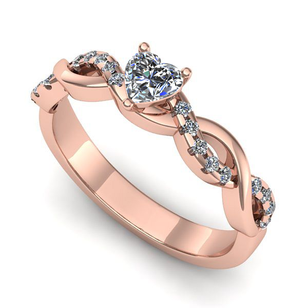 Inel de logodna din aur roz cu diamant