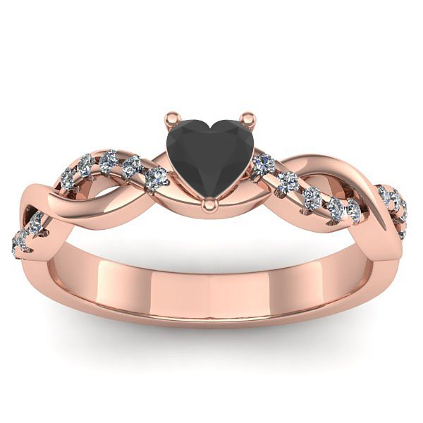 Inel logodna cu diamant negru inima