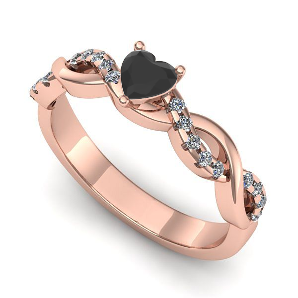 Inel din aur roz cu diamant negru